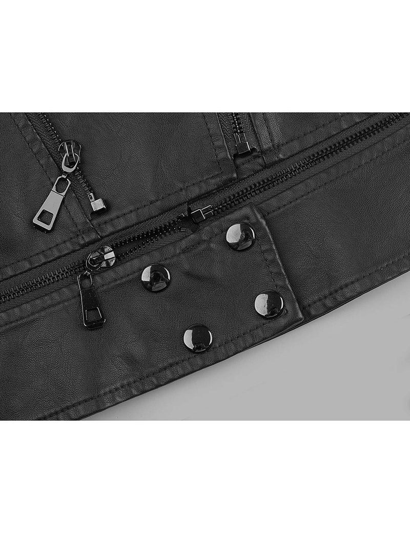 Tanming Women's Faux Leather Moto Biker Short Coat Jacket (Black14-M) - Image 3